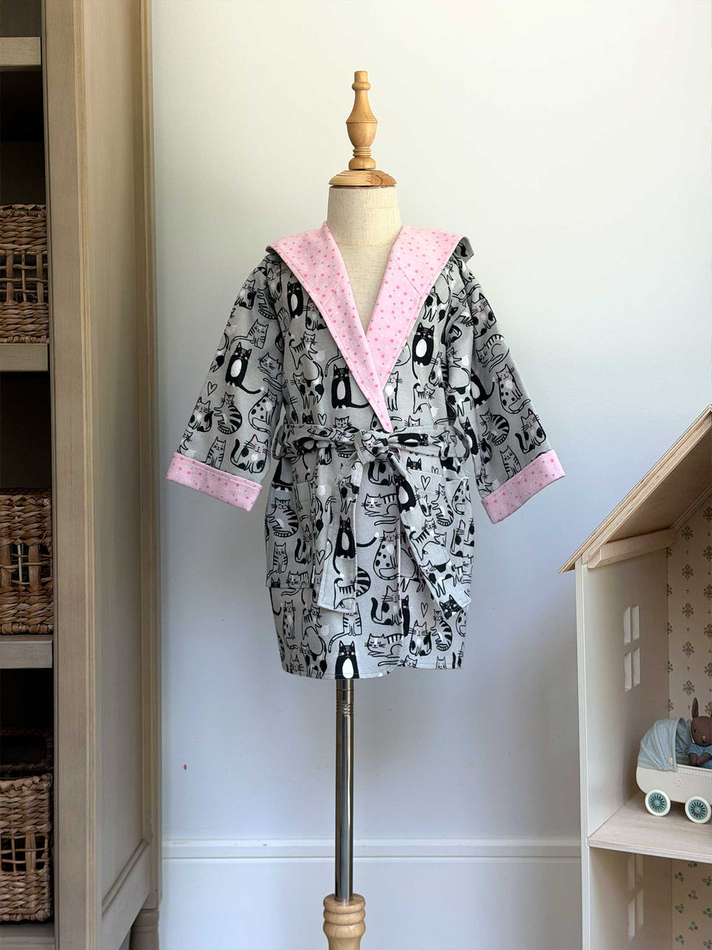 Toddler Robe - 100% Cotton Flannel - Cool Cats