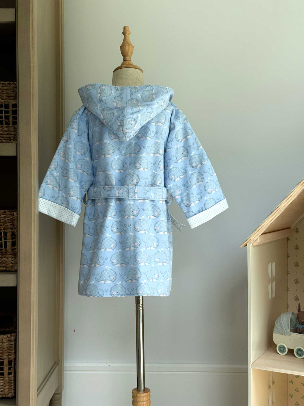 Toddler Robe - 100% Cotton Flannel - Gentle Whales