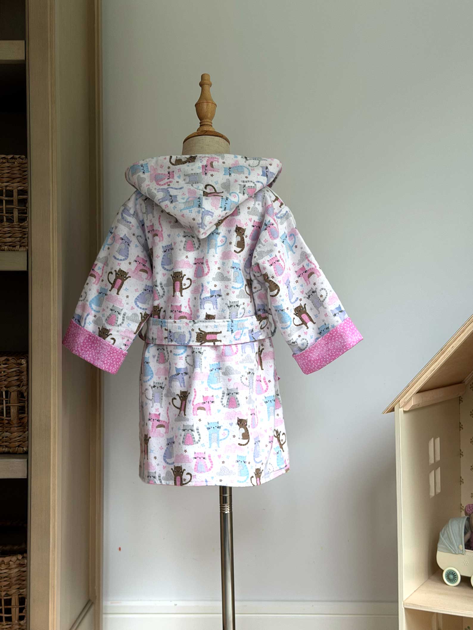 Toddler Robe - 100% Cotton Flannel - Colorful Cats