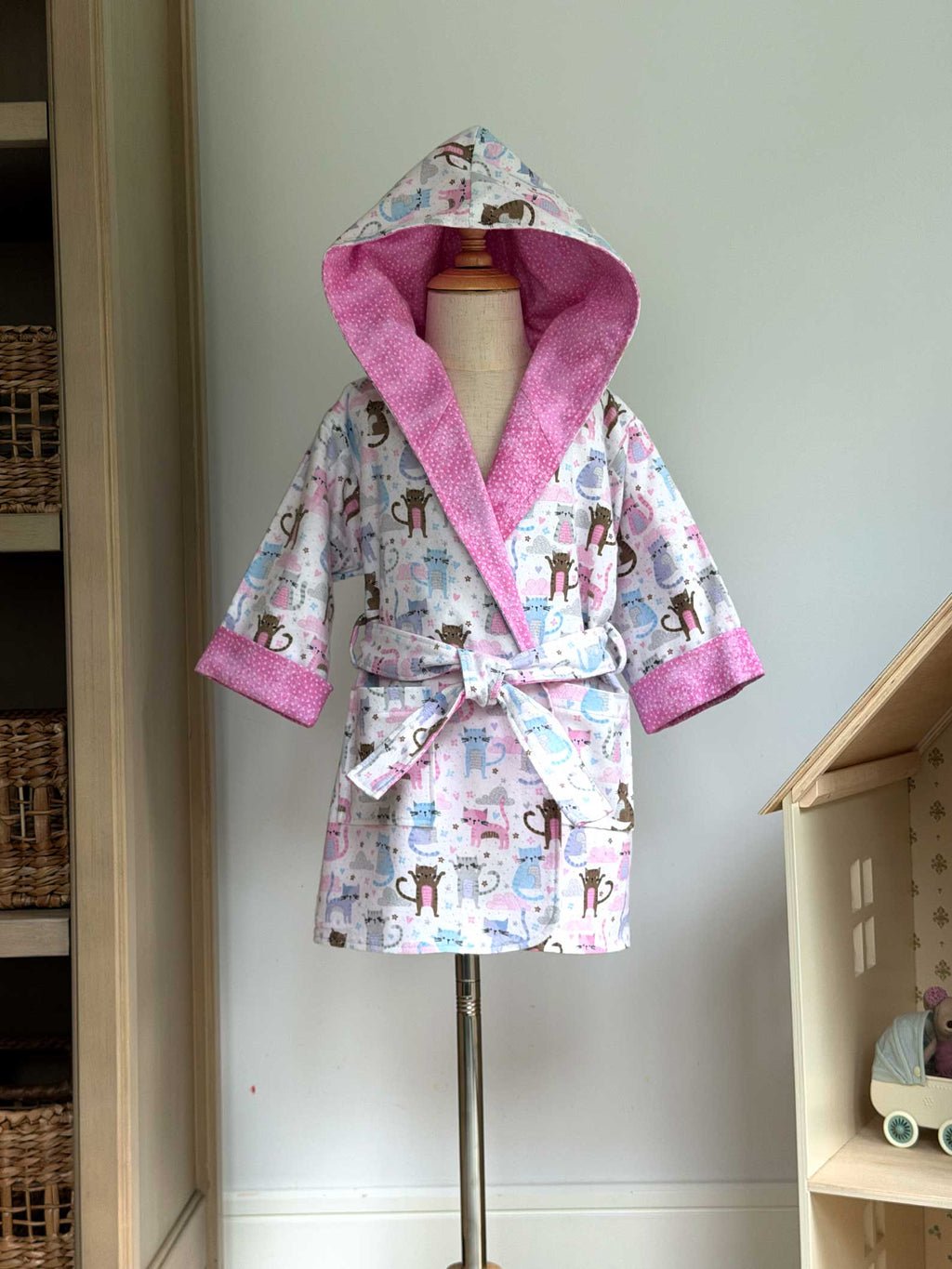 Toddler Robe - 100% Cotton Flannel - Colorful Cats