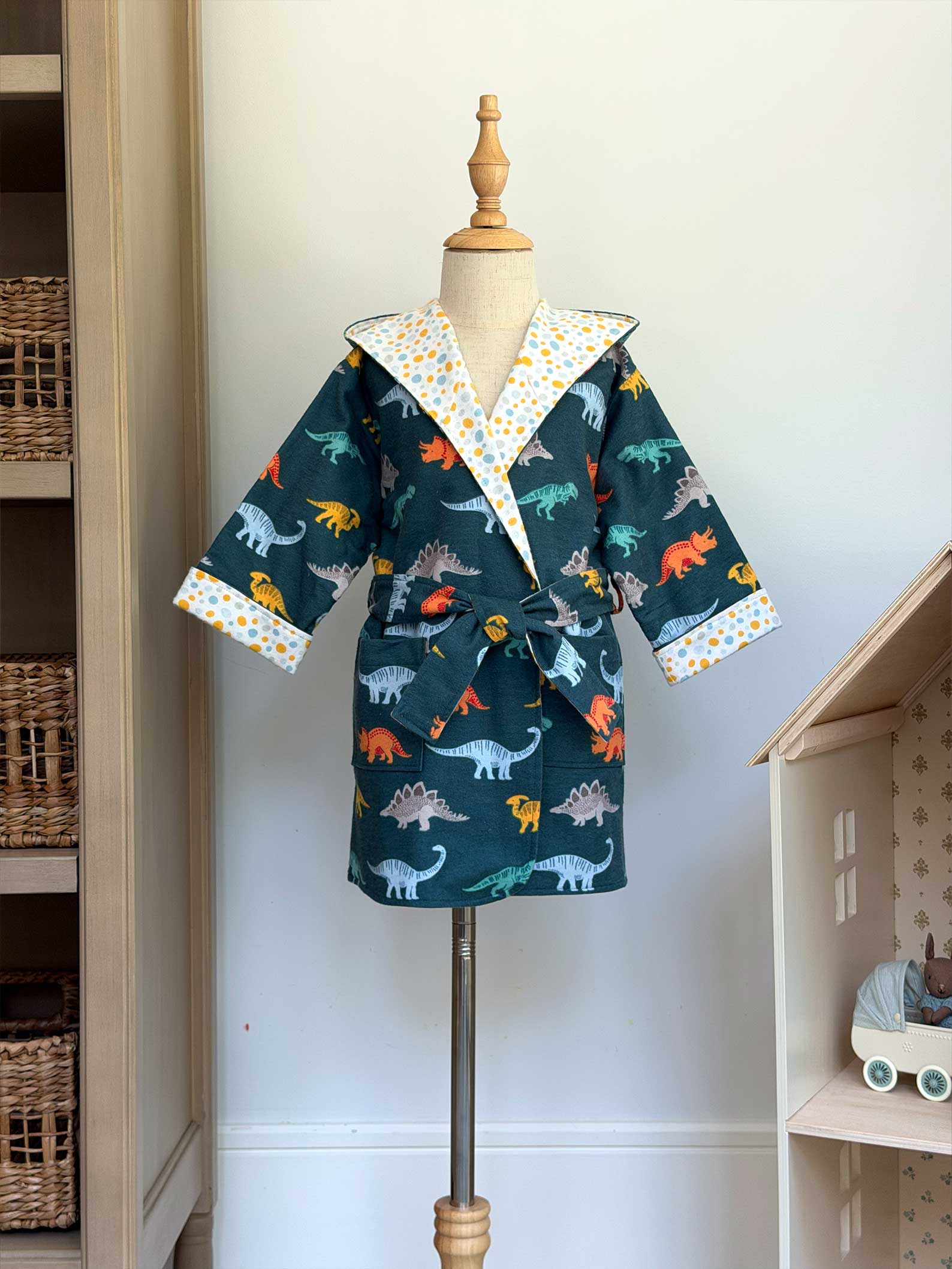 Toddler Robe - 100% Cotton Flannel - Dinosaurs