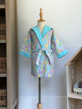 Toddler Robe - 100% Cotton Flannel - Rainbow Giraffes (Blue Lining)