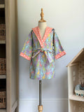 Toddler Robe - 100% Cotton Flannel - Rainbow Giraffe (Coral Lining)