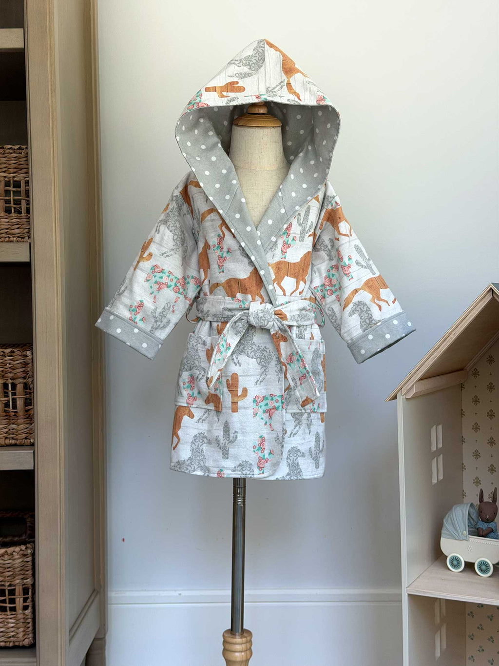 Toddler Robe - 100% Cotton Flannel - Run for the Roses