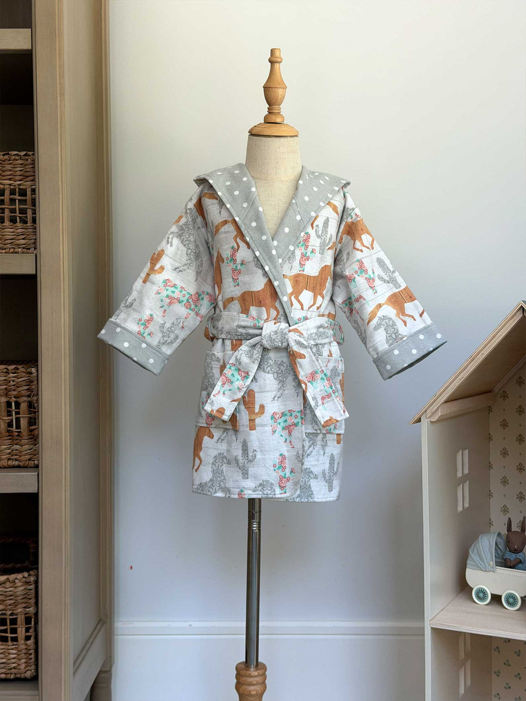 Toddler Robe - 100% Cotton Flannel - Run for the Roses