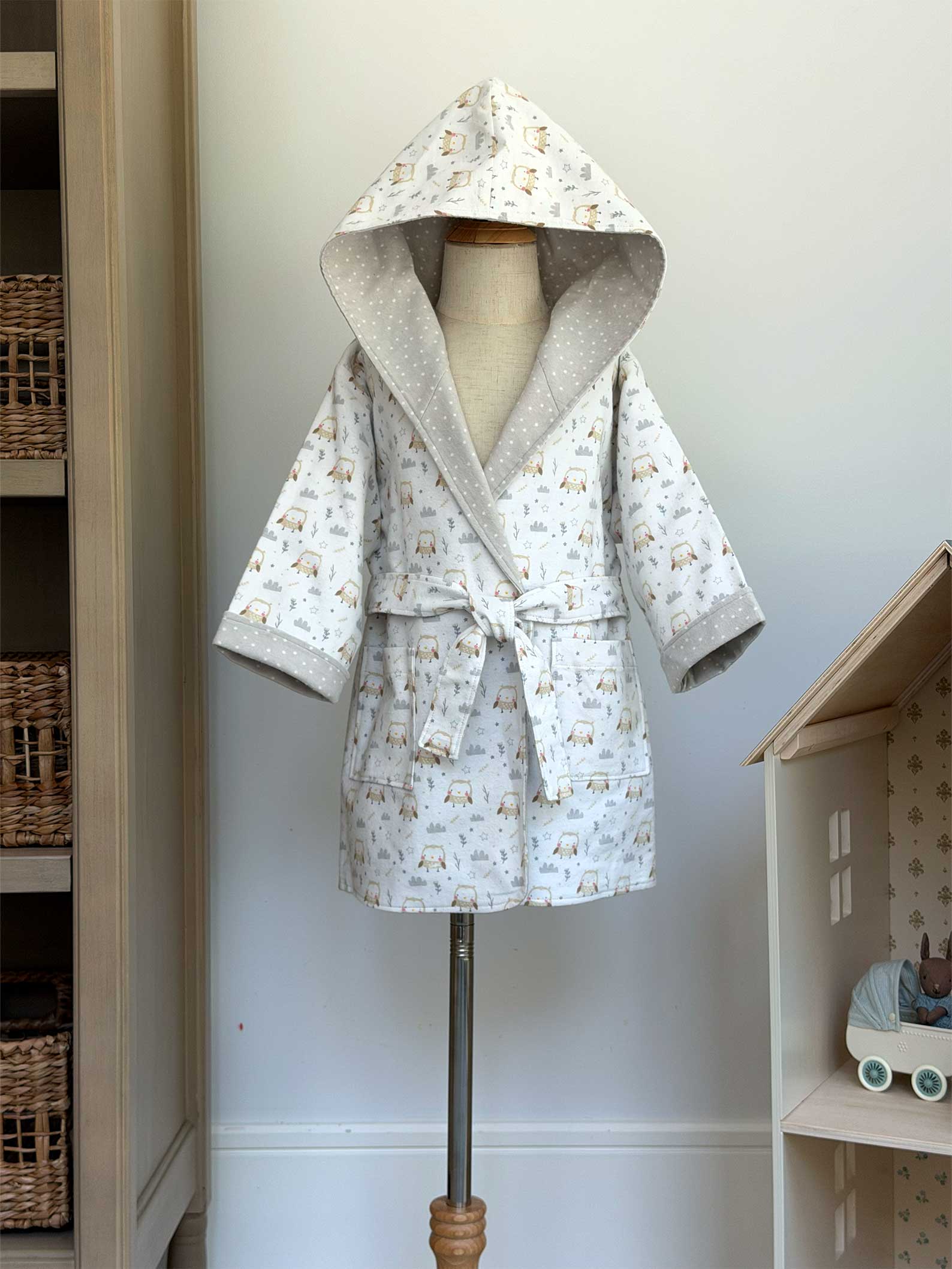 Toddler Robe - 100% Cotton Flannel - Baby Owls