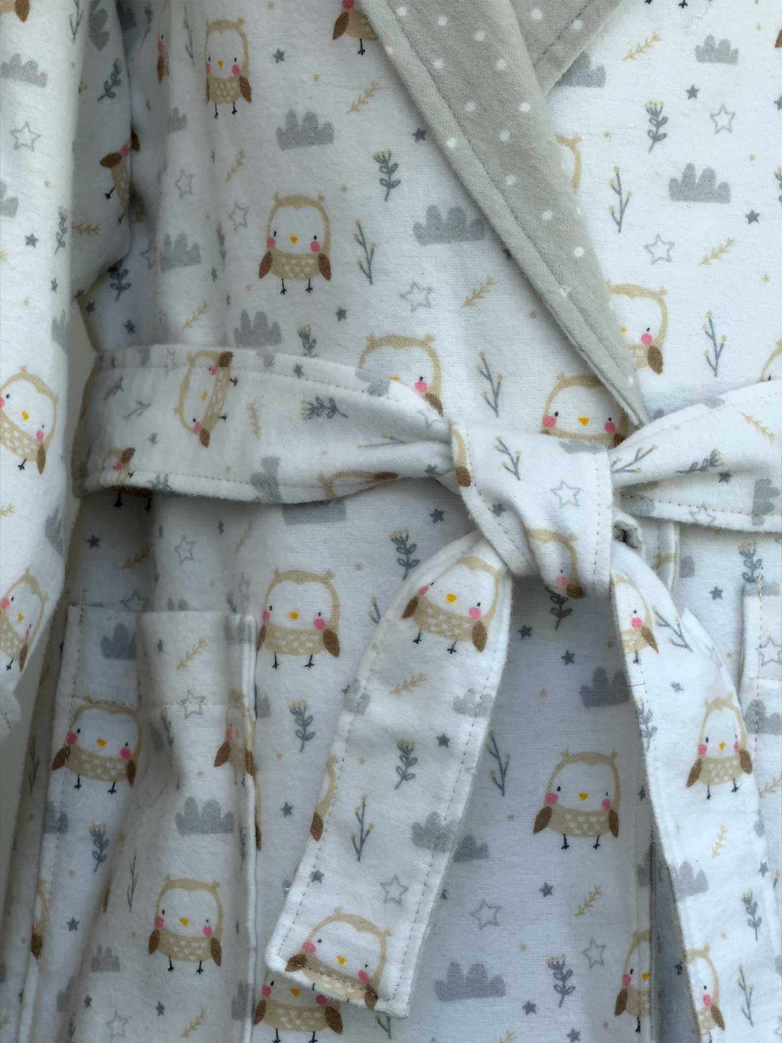 Toddler Robe - 100% Cotton Flannel - Baby Owls