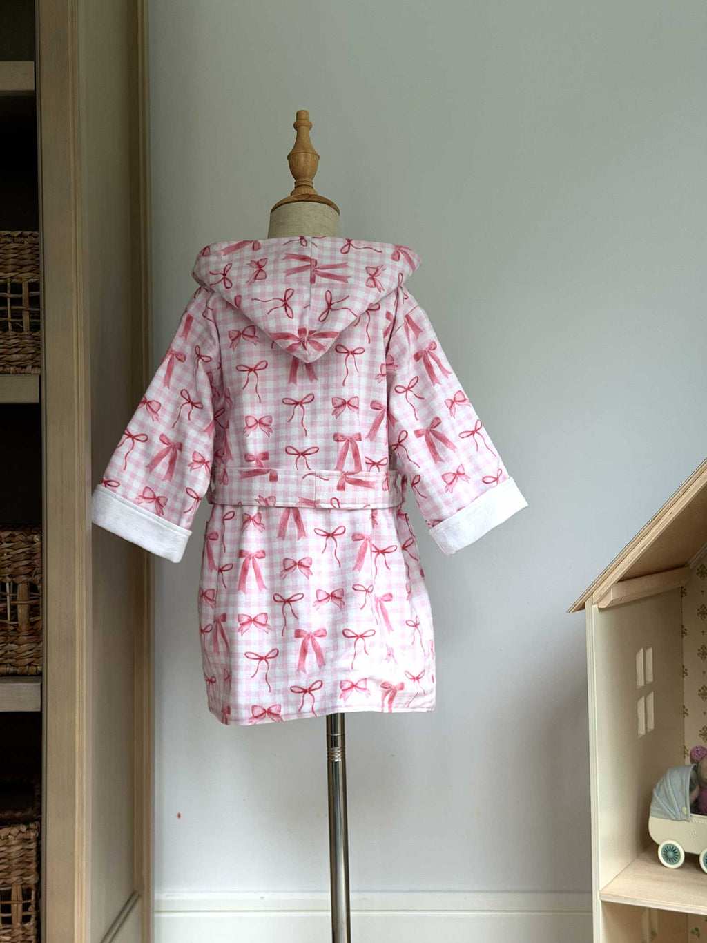 Toddler Robe - 100% Cotton Flannel - Pink Bows