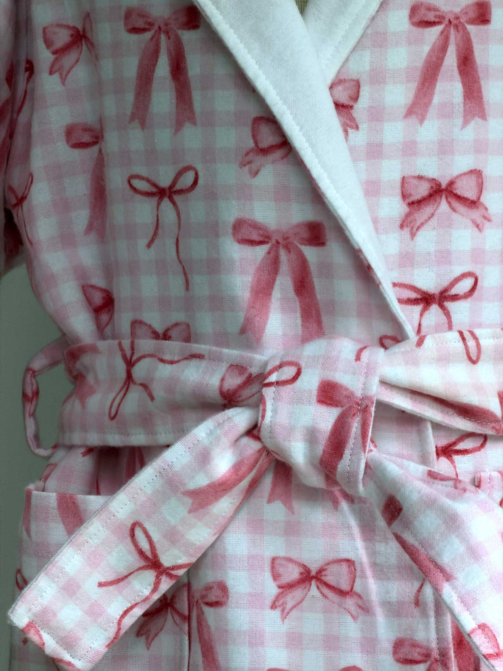 Toddler Robe - 100% Cotton Flannel - Pink Bows