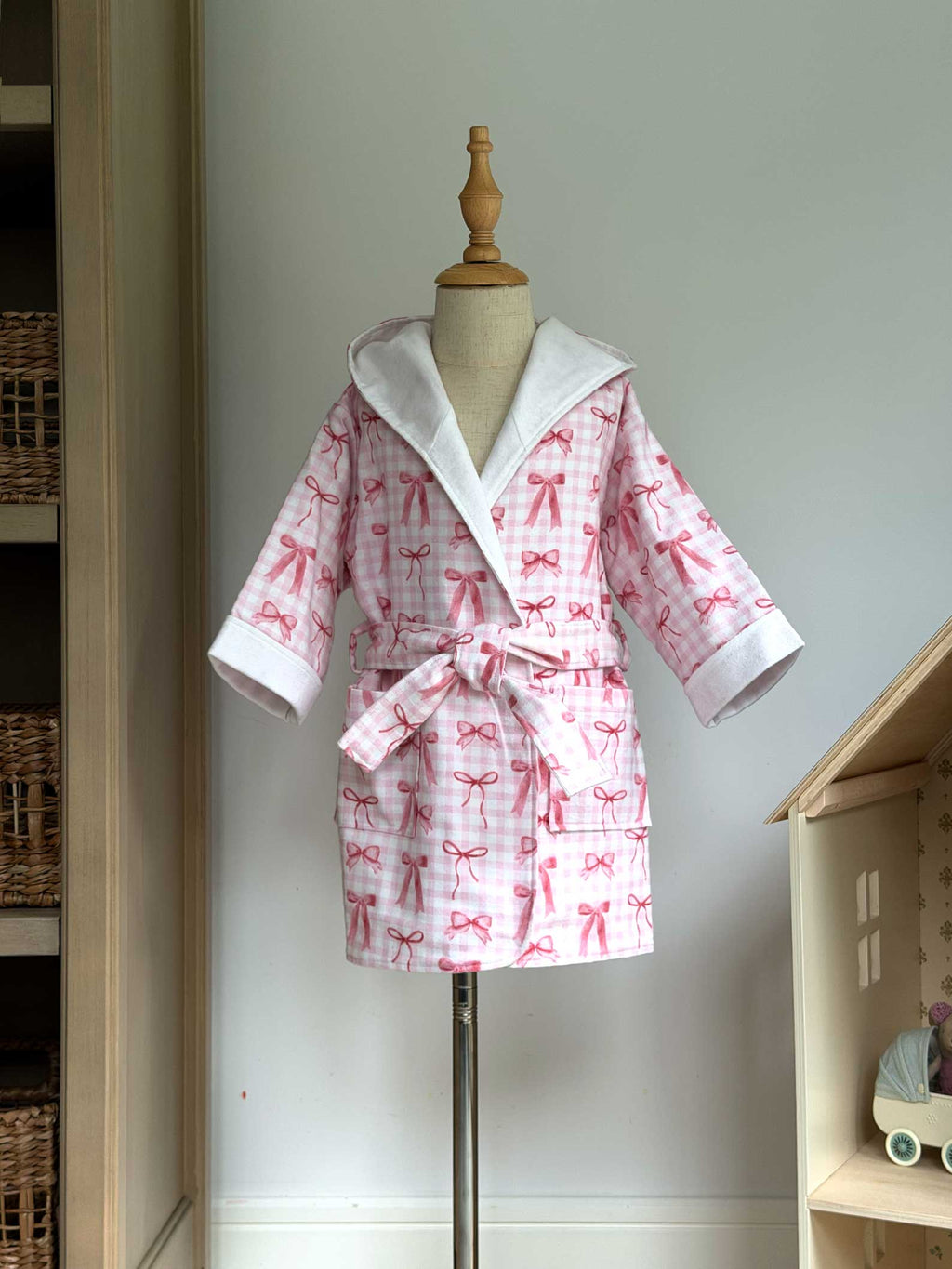 Toddler Robe - 100% Cotton Flannel - Pink Bows
