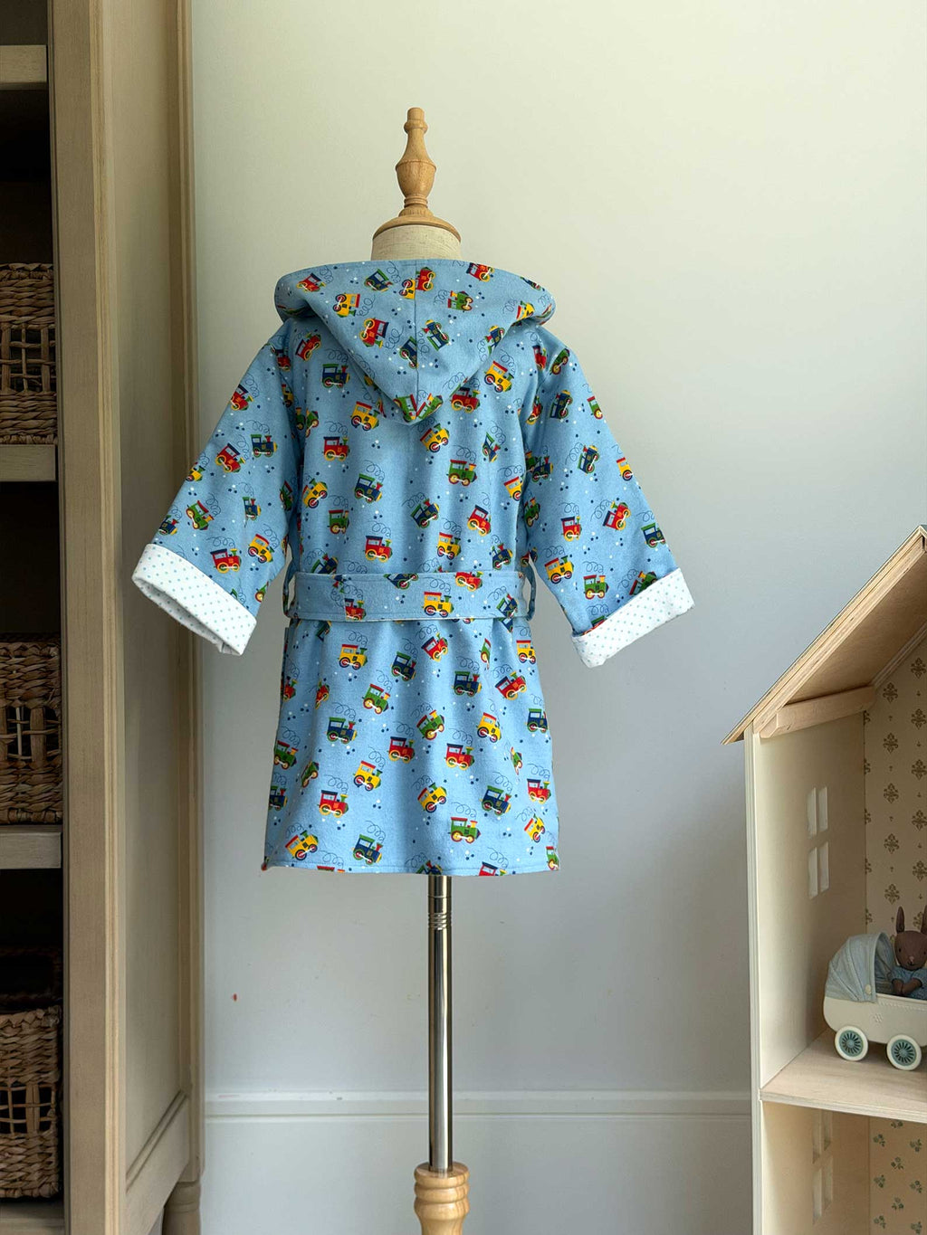 Toddler Robe - 100% Cotton Flannel - Choo Choo