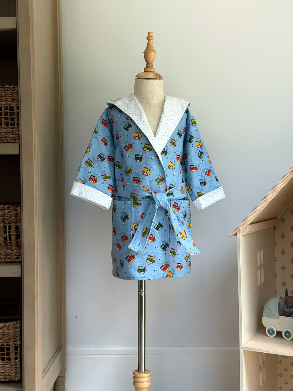 Toddler Robe - 100% Cotton Flannel - Choo Choo