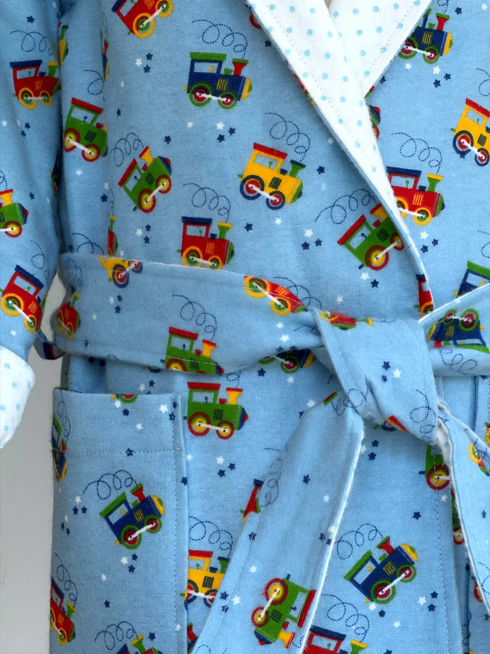 Toddler Robe - 100% Cotton Flannel - Choo Choo