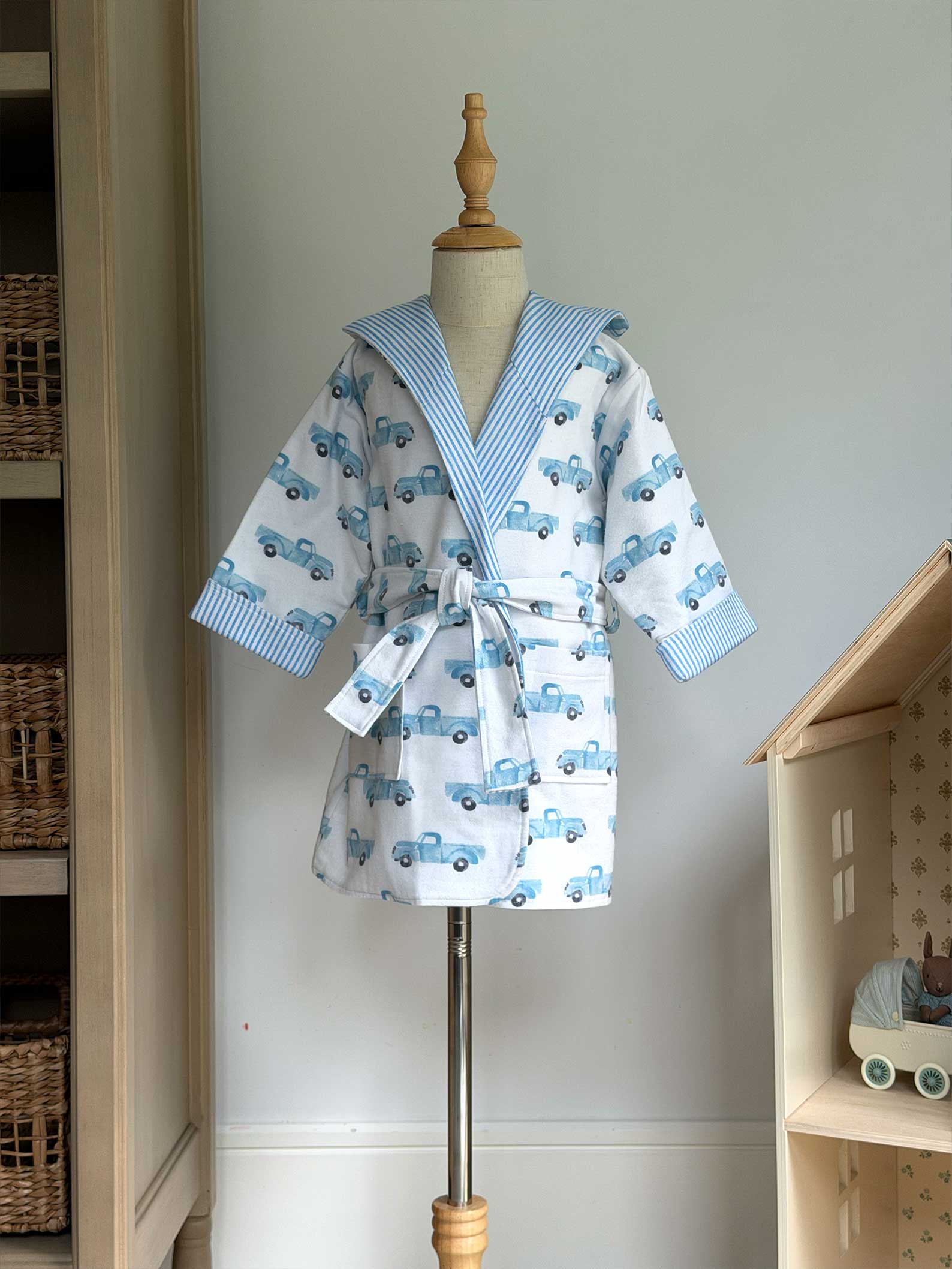 Toddler Robe - 100% Cotton Flannel - Pickup Trucks