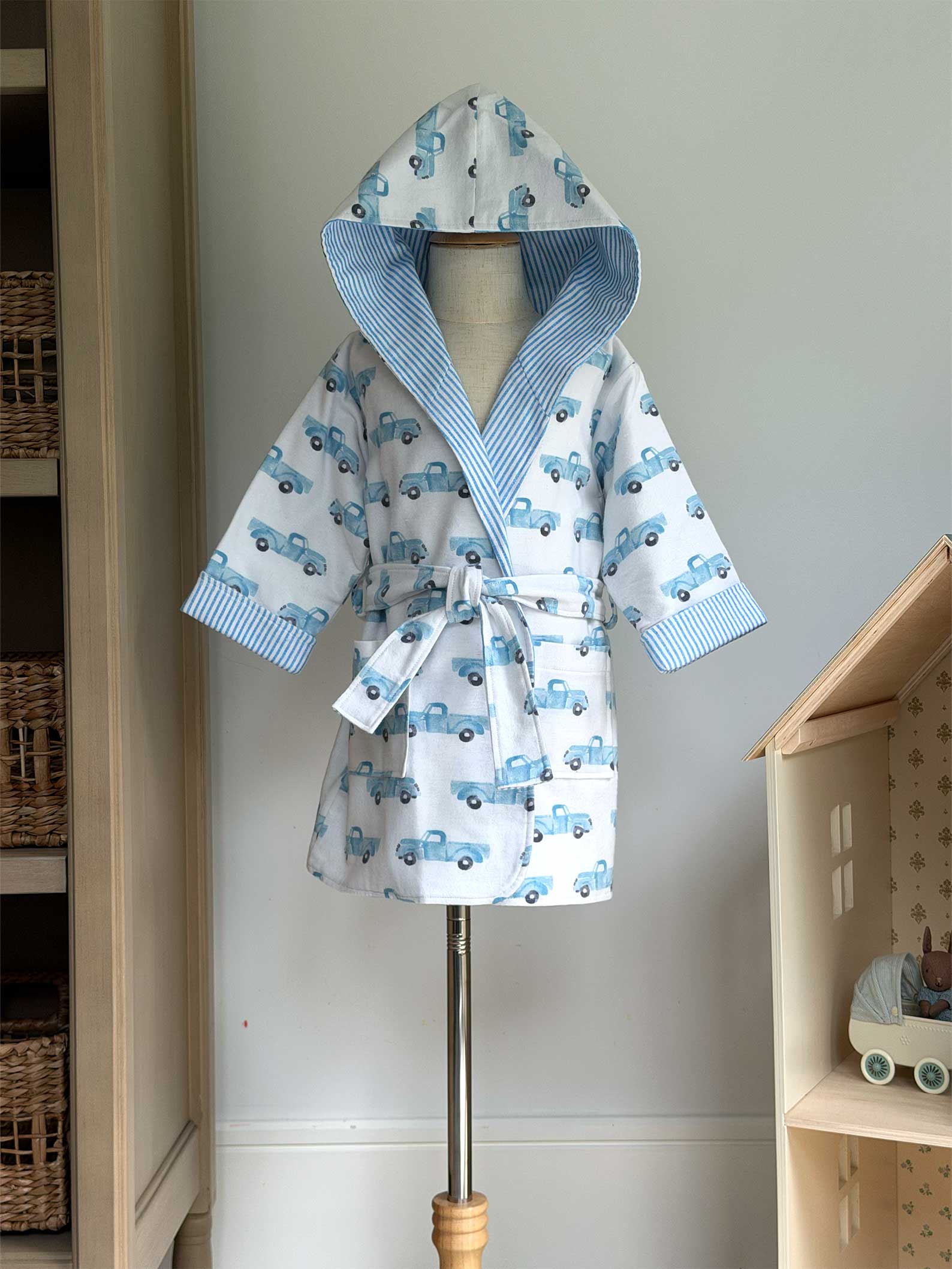 Toddler Robe - 100% Cotton Flannel - Pickup Trucks