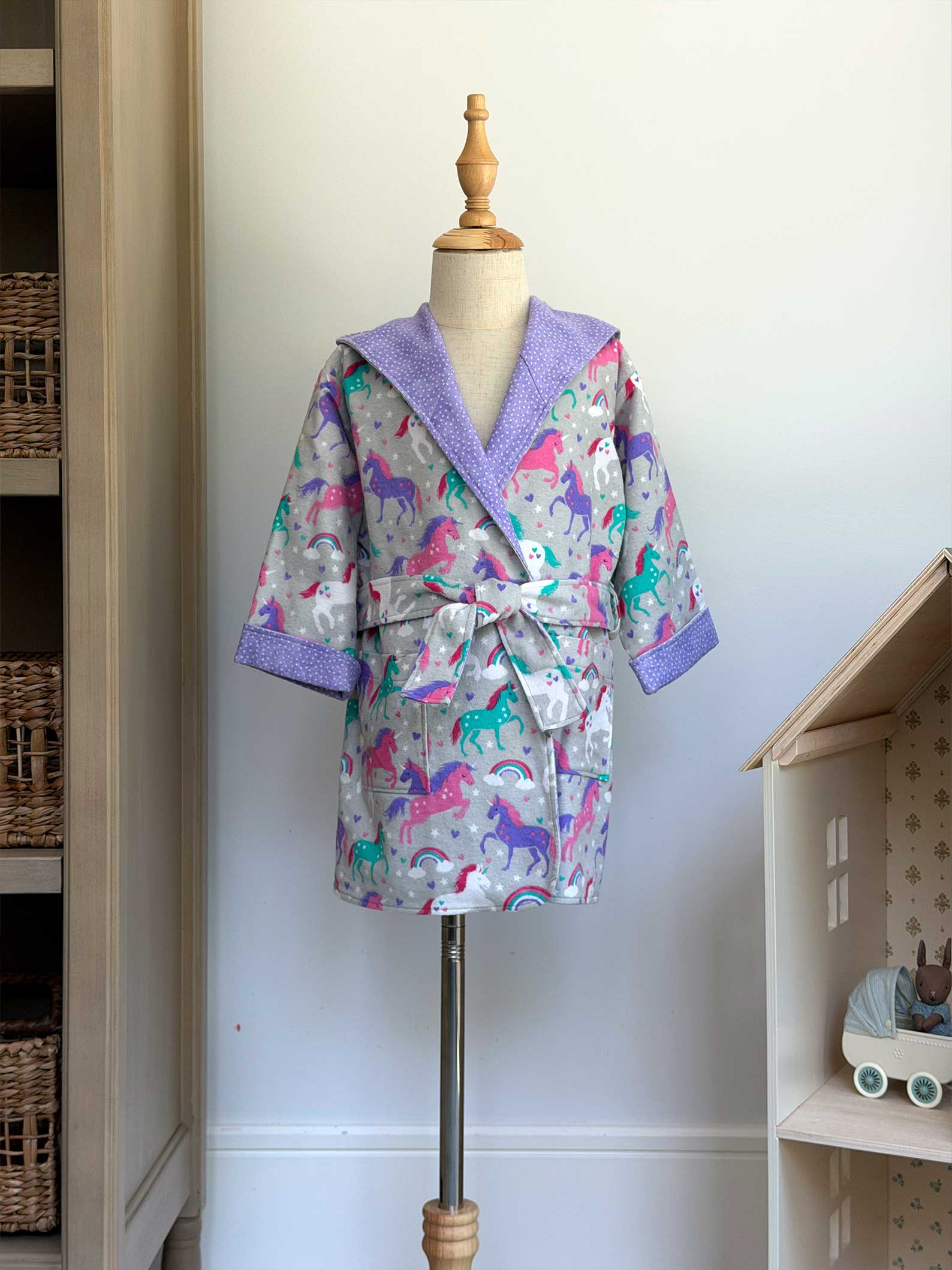 Toddler Robe - 100% Cotton Flannel - Magical Unicorns