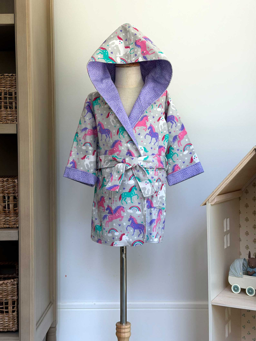 Toddler Robe - 100% Cotton Flannel - Magical Unicorns