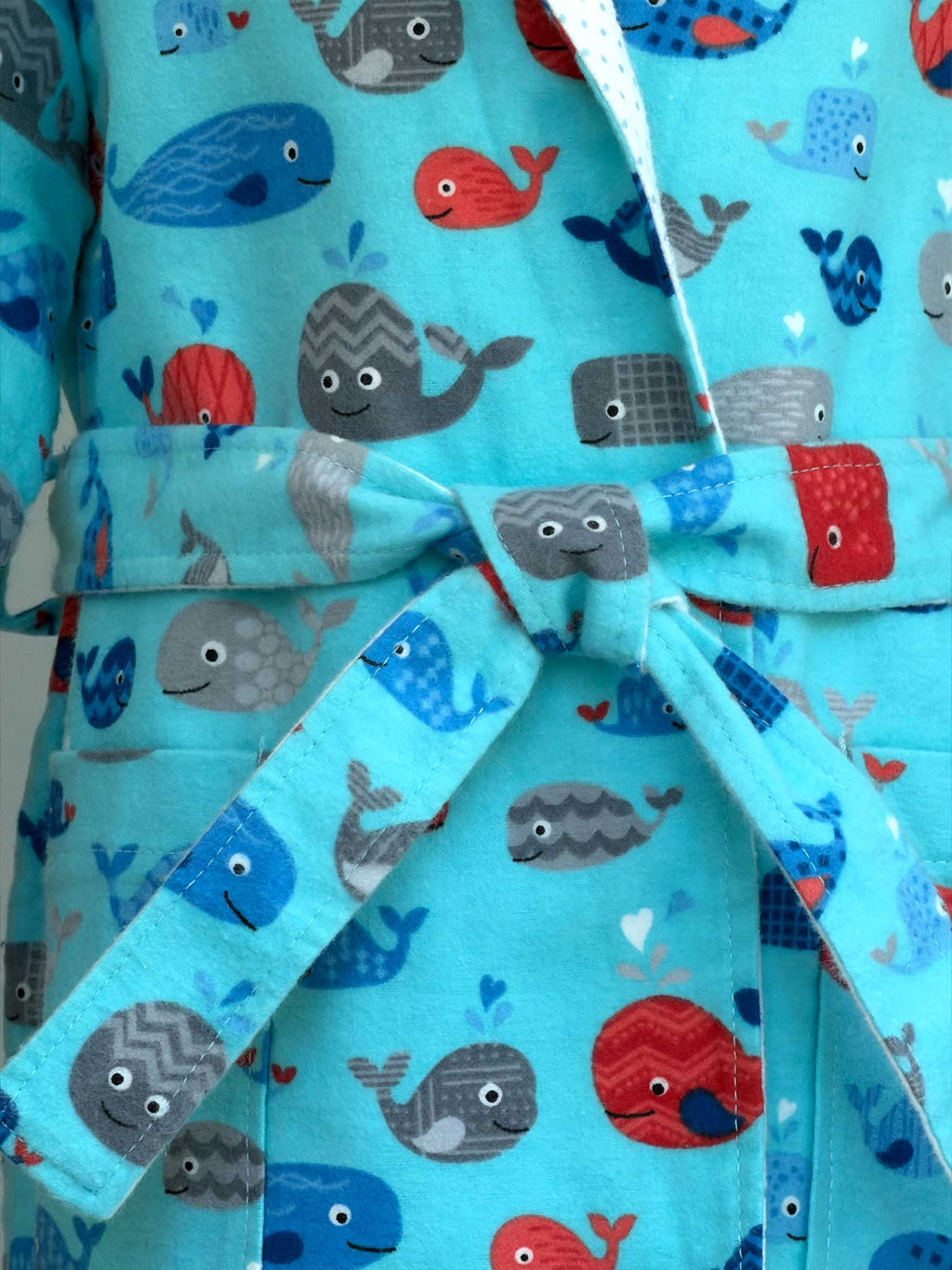 Toddler Robe - 100% Cotton Flannel - Whale Tails