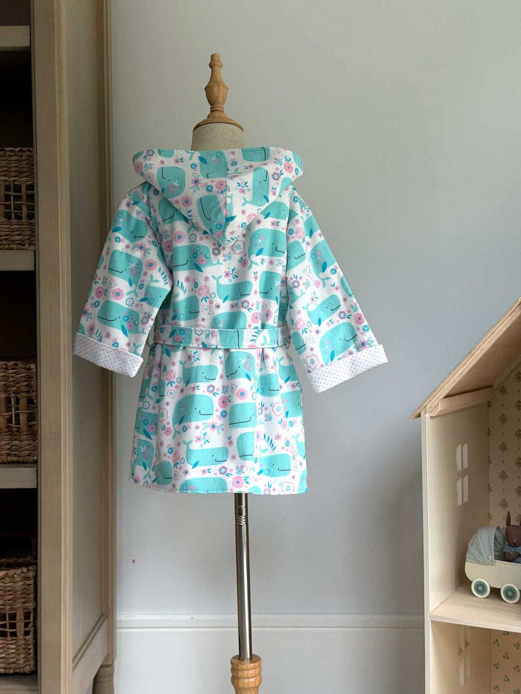 Toddler Robe - 100% Cotton Flannel - Smiling Whales