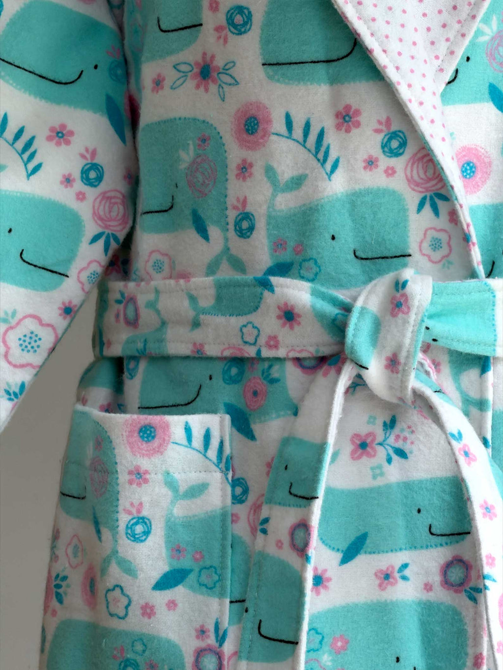 Toddler Robe - 100% Cotton Flannel - Smiling Whales