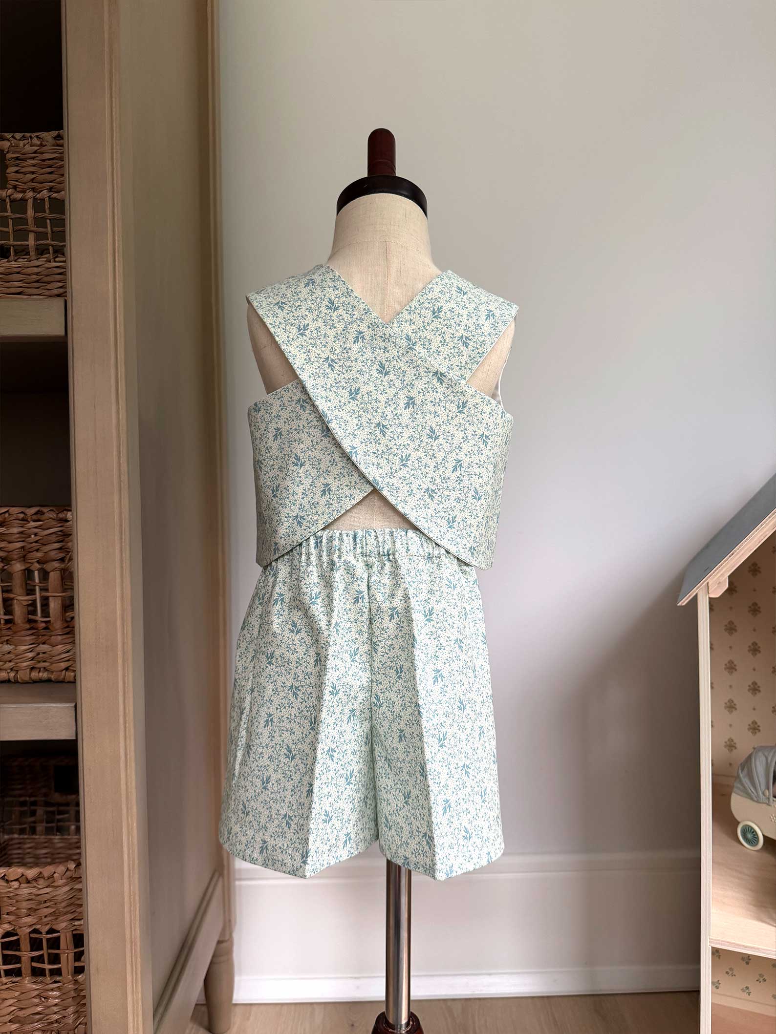 Toddler Shorts Set – 100% Cotton, Lined Top & Elastic Waist Shorts - Vintage Flowers