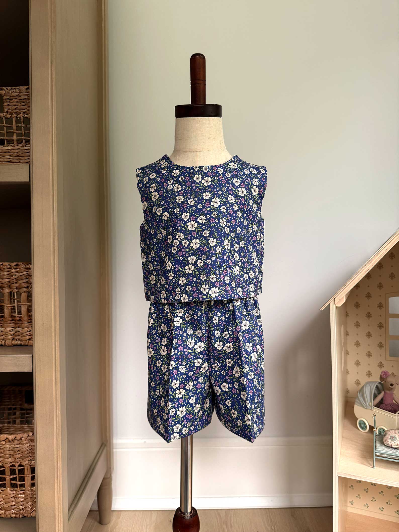 Toddler Shorts Set – 100% Cotton, Lined Top & Elastic Waist Shorts - Purple Flowers