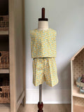 Toddler Shorts Set – 100% Cotton, Lined Top & Elastic Waist Shorts - Yellow Flowers